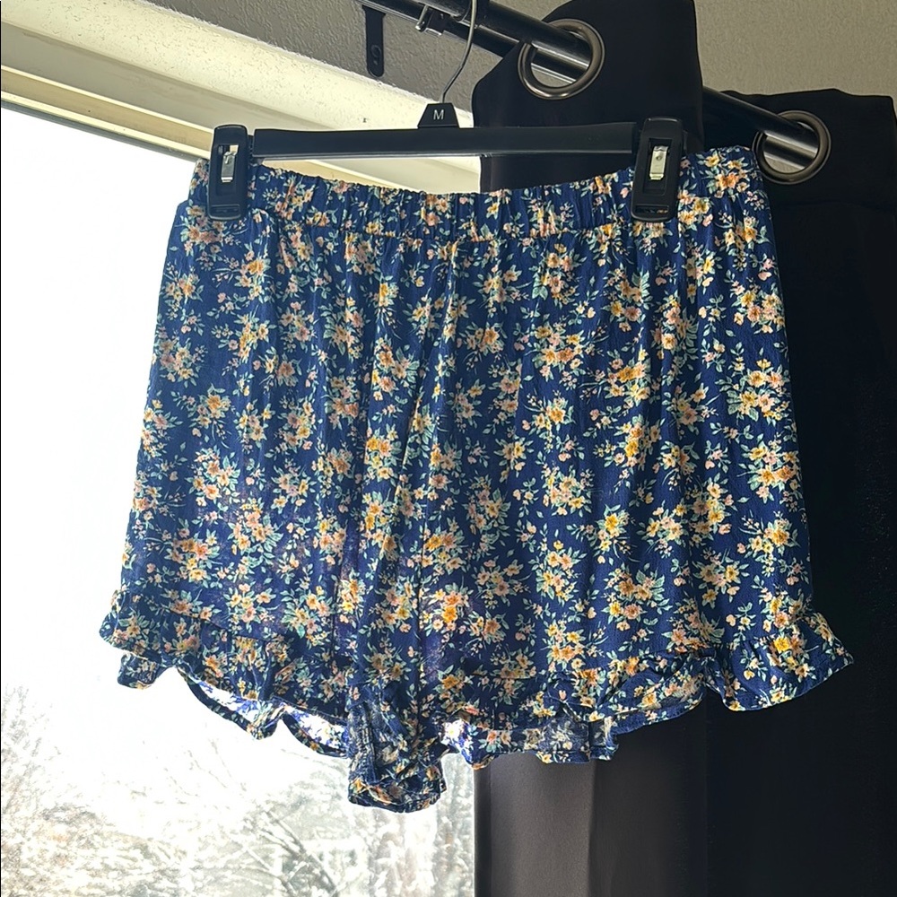 American Eagle Outfitters High Waist Blue and Yellow Shorts